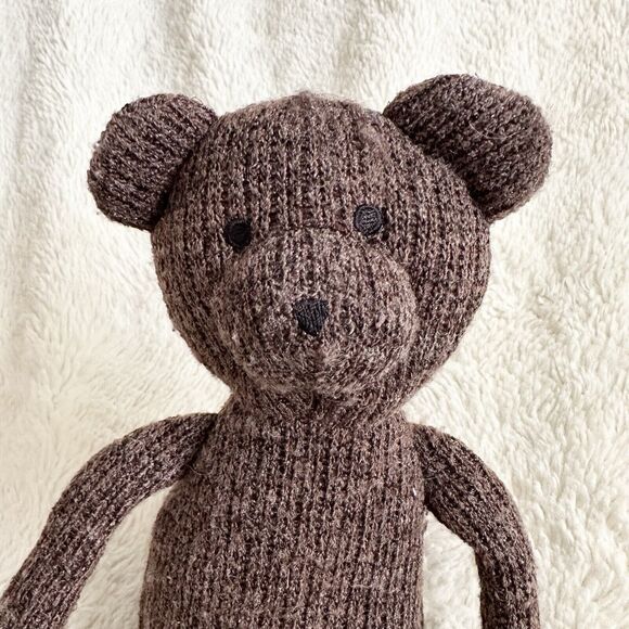 Manhattan Toy Co Brown Knit Bear 12” Plush Baby Lovey Stuffed Toy Teddy - Picture 2 of 5